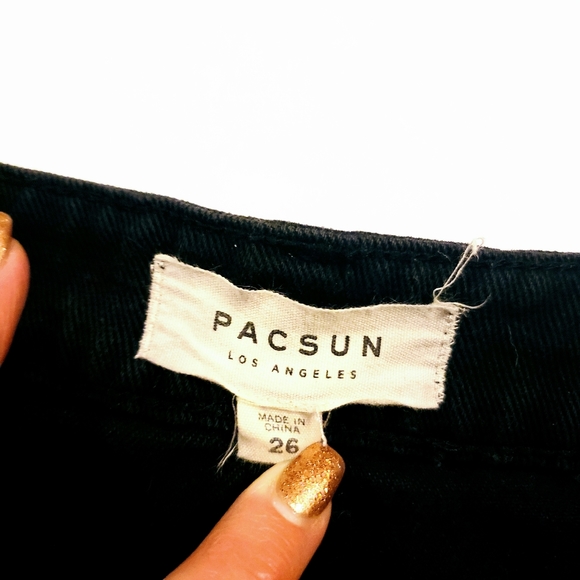 Pacsun 26 Black Denim Mini Skirt Jean Ripped Frayed - Picture 3 of 3
